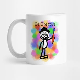 GG Artist Stick Figure “Be Creative” on light blue background Mug